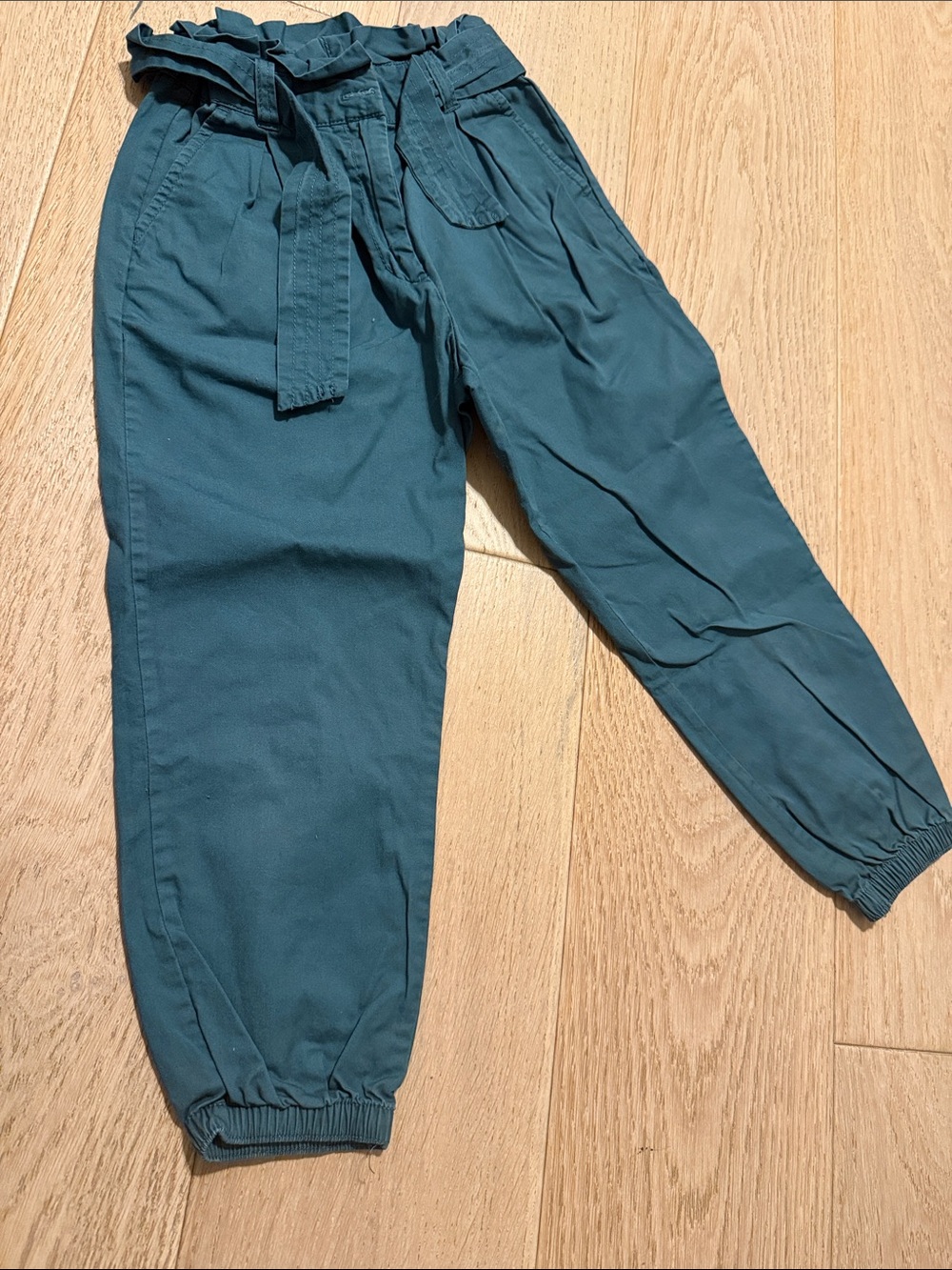 Janie and Jack Girls Teal Paperbag Waist Jogger Pants size 7